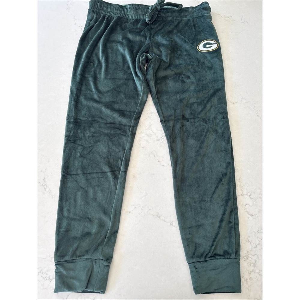 Y2K Vintage Green Bay Packers Sweat Pajama Sleep Pants‎ Velour Velvet Women's XL